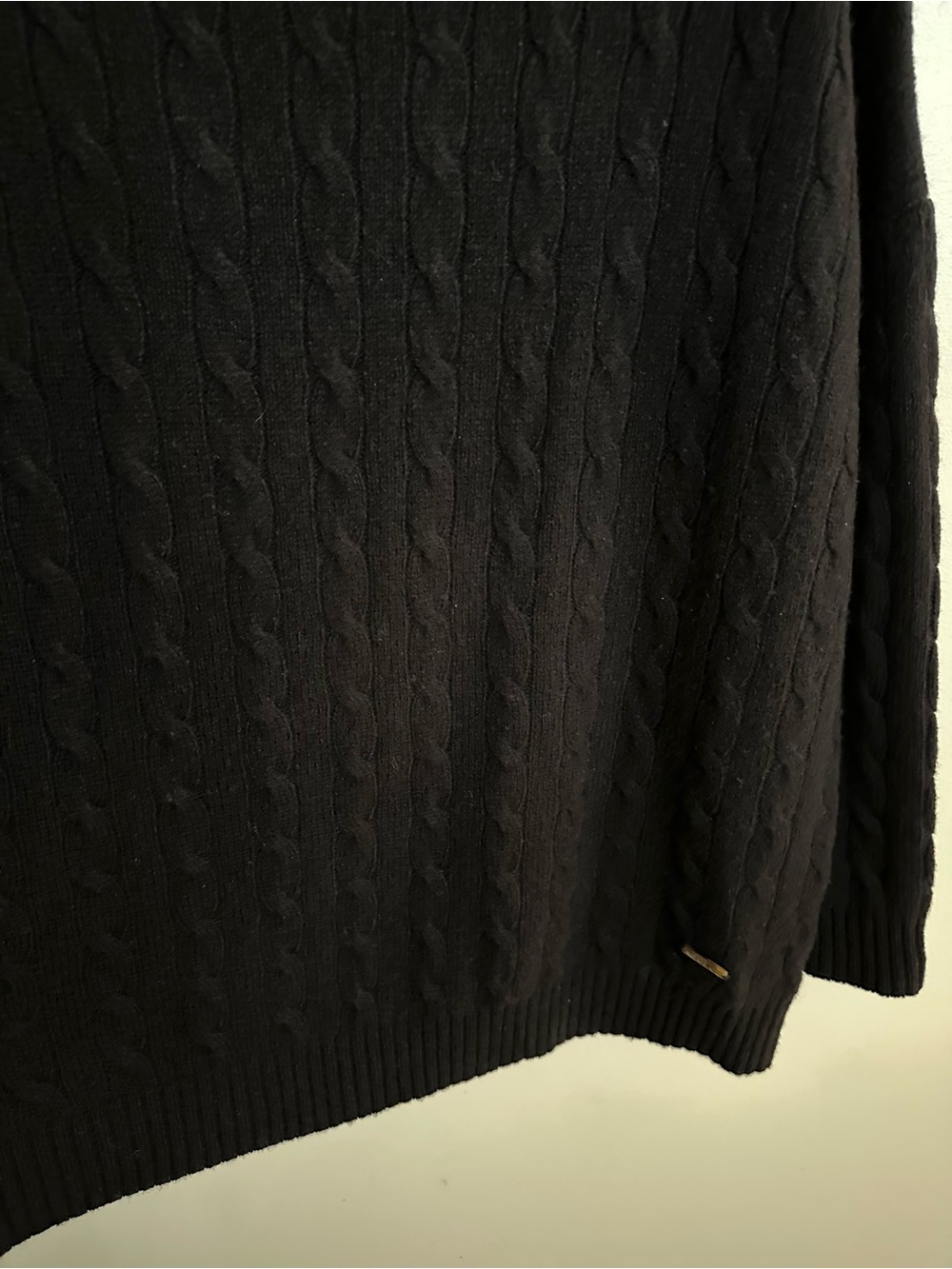 Polo by Ralph Lauren Black Boat Neck Cable-Knit Sweater with Raglan Sleeves - Picture 5 of 8